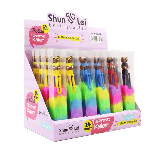 slm1223	slm 1223-24 ayıcıklı 6 renk tükenmez kalem, slm1223,tükenmez kalem
