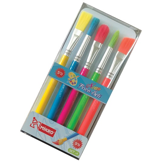 mikro mf-set-9 5 li neon fırça seti, mikro mf-set-9 5 li neon fırça seti